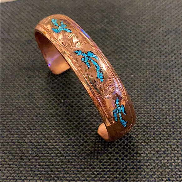 Vintage Jewelry - NAKAI Navajo Copper Turquoise Cuff Bracelet